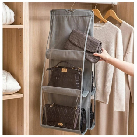 Articole pentru Casa Engros - Organizator Genti 6 Compartimente , Suspendabil, 85 x 36 cm, gri