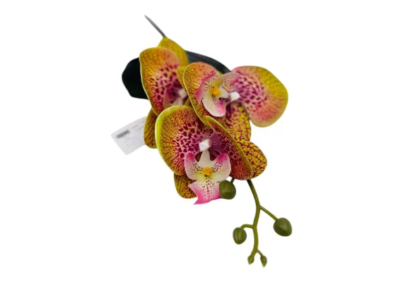Bacanie Engros - Orhidee Artificiala deosebita, 3 flori duble si 5 boboci, calitate superioara, leopard,  