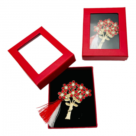 Pachet Avantajos!!! 60Brose Martisor marime mare in cutie rosie cu fereastra, 8.5×6.5cm, modele combinate,   [8]