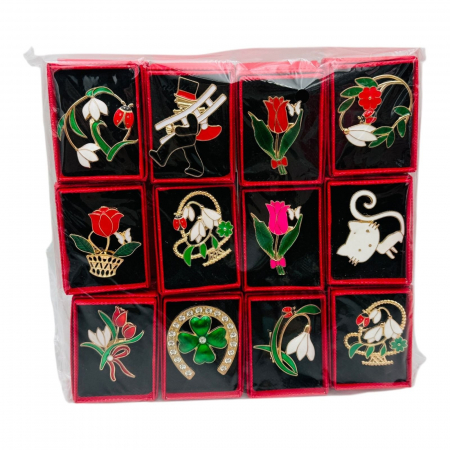 Pachet Avantajos!!! 96 Brose Martisor marime medie in cutie rosie cu fereastra, 6.5×4.5cm,   [3]