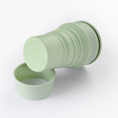 Pahar pliabil din silicon , pentru calatorii, camping, 350 ml,  8.2x6.3x9.1 cm, verde [7]