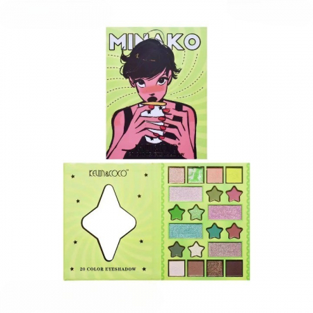 Paleta de Machiaj, KEVIN&amp;COCO, 20 Culori Green Girl, Fard de Pleoape si Blush, Verde [5]