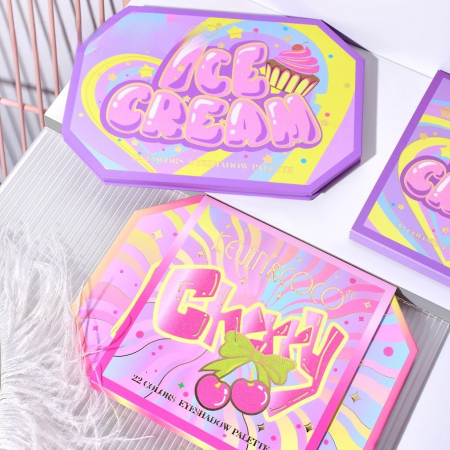 Paleta de Machiaj, KEVIN & COCO, Violet Ice Cream, Fard de Pleoape, 22 culori, 19 x 13.7 x 1.3 cm [1]