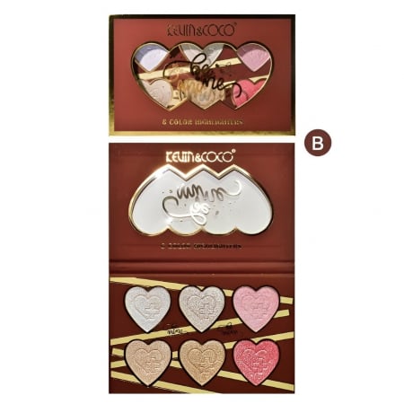 Farduri si Accesorii Engros - Paleta Iluminatoare, , 6 Nuante, Be Mine, Culori Calde, Dreptunghiulara, 140 g, Valabilitate 24 Luni, 17.4x11.5x1.3 cm, Varianta B, Rose
