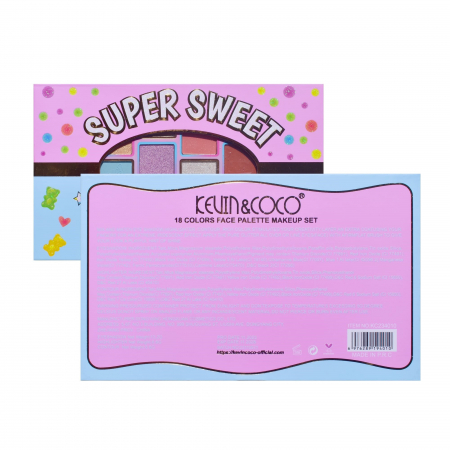 Palete de Machiaj, KEVIN & COCO, Pink Blue, Fard de Pleoape, 18 culori, 19.3 x 12 x 1.4 cm [6]