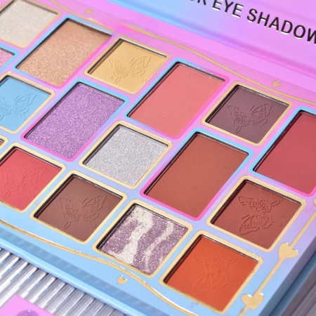 Palete de Machiaj, KEVIN & COCO, Pink Blue, Fard de Pleoape, 18 culori, 19.3 x 12 x 1.4 cm [2]