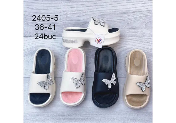 Haine si accesorii Engros - Papuci dama cu platforma si fluture stralucitor, model elegant pentru vara, marimi 36-41, perfecti pentru tinute casual si feminine, 