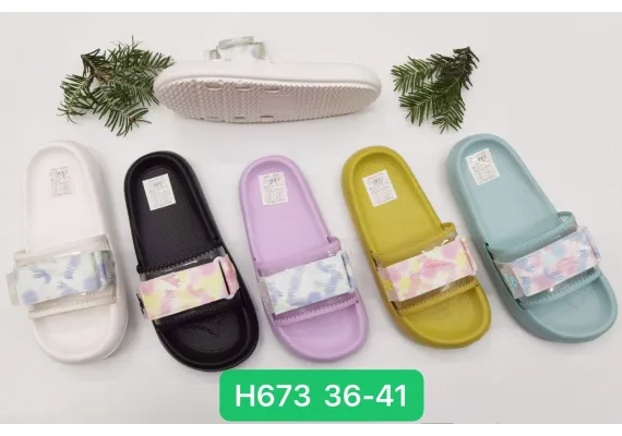 Haine si accesorii Engros - Papuci de Vară Dama, Model Confortabil și Ușor, Culori Combinate, Mărimi 36-41, 