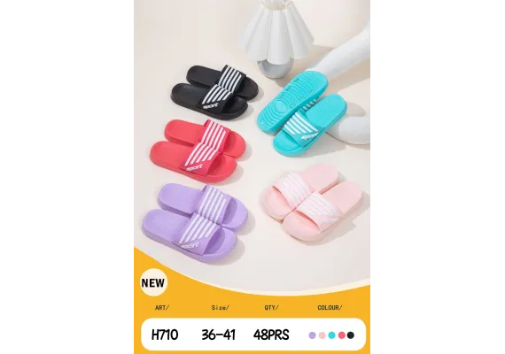 Haine si accesorii Engros - Papuci de Vară Dama, Model Sport cu Dungi, Culori Combinate, Mărimi 36-41, 