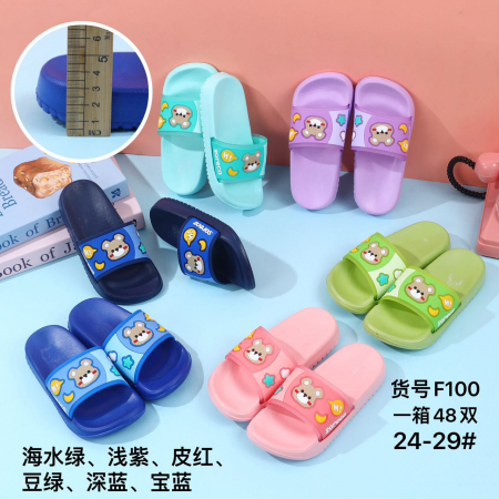 Papuci de vară pentru copii, model confortabil cu Ursuleț Drăgălaș, culori combinate, mărimi 24-29,  [1]