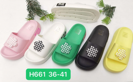 Papuci de vară pentru damă, model turnat confortabil înalt, decorați cu floare, culori combinate, mărimi 36-41,  [1]