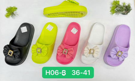 Papuci de vară pentru damă model turnat înalt, accesorizat cu fundiță, culori combinate, mărimi 36-41,  [1]