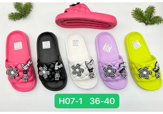 Haine si accesorii Engros - Papuci pentru dama , model turnat, accesorizat, diverse culori, H07-1