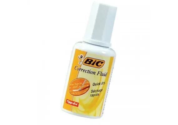Accesorii scolare Engros - Pasta corectoare Bic 20ml – fluid corector cu pensula, pe baza de solvent, pentru corectii rapide, 
