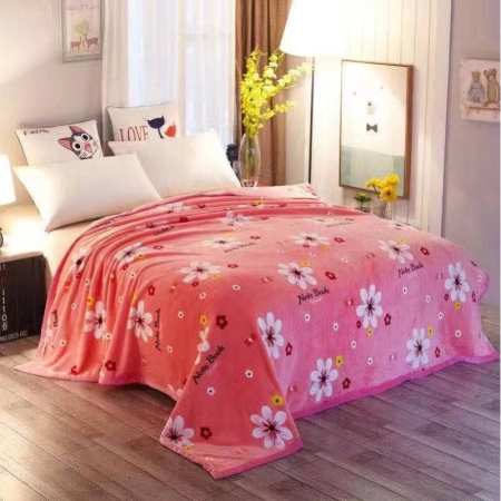Paturi cocolino Engros - Patura Cocolino XXL 200x230 cm cu Flori Roz – Super Pufoasa si Vesela