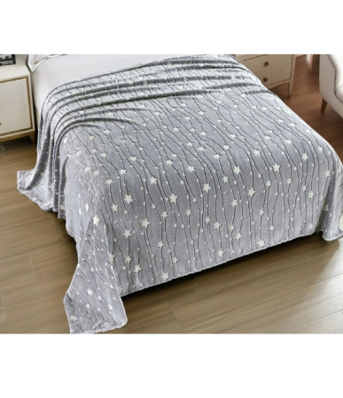 Patura Cocolino XXL Fosforescenta 200x230 cm cu Stele Gri – Super Pufoasa si Eleganta [1]
