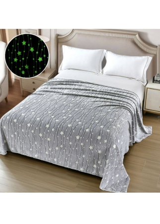 Paturi cocolino Engros - Patura Cocolino XXL Fosforescenta 200x230 cm cu Stele Gri – Super Pufoasa si Eleganta
