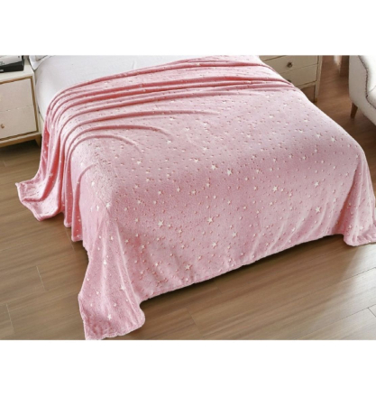 Patura Cocolino XXL Fosforescenta 200x230 cm cu Stele Roz – Super Pufoasa si Delicata [2]