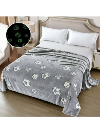 Paturi cocolino Engros - Patura Cocolino XXL Fosforescenta 200x230 cm cu Mingi de Fotbal – Super Pufoasa si Cool