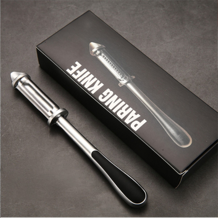 Peeler 2in1 pentru Legume si Fructe, , Multifunctional, cu 2 Lame de Curatati si Feliat, Varf Ascutit pentru Gaurit, 18 cm, din Otel Inoxidabil, Argintiu/Negru [9]