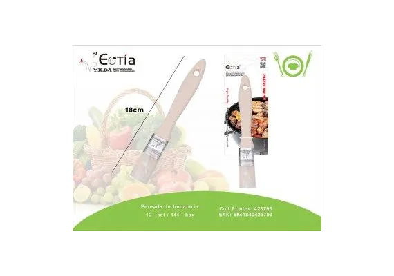 Articole pentru Casa Engros - Pensula de bucatarie cu maner din lemn – 18 cm, ideala pentru ungere prajituri, carne si produse de patiserie, 