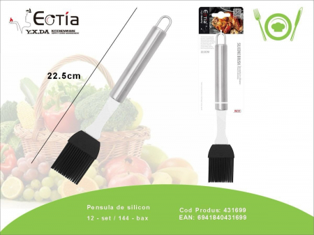 Pensula din silicon pentru bucatarie 22.5 cm – Accesoriu rezistent pentru ungere prajituri, carne, gratar sau patiserie,  [1]