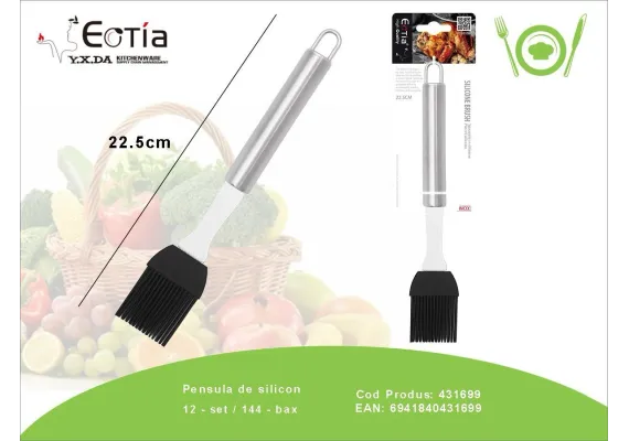 Articole pentru Casa Engros - Pensula din silicon pentru bucatarie 22.5 cm – Accesoriu rezistent pentru ungere prajituri, carne, gratar sau patiserie, 