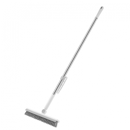 Articole pentru Casa Engros - Perie de Curatare pentru Podele si Rosturi, , Lungime Maner 105 cm, Capat Pivotant 180 Grade, Peri din PP, Otel si Plastic, Cleste pentru Scame si Par Inclus, Alb