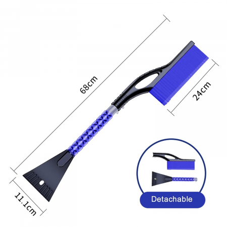 Perie de Zapada cu Racleta pentru Masina, , Multifunctionala, Demontabila, cu Maner Antiderapant, Aluminiu, Plastic, Fragmentarea Ghetii de pe Parbriz, Solutia pentru Iarna, pentru Dezghetare, 68x24x1 [7]