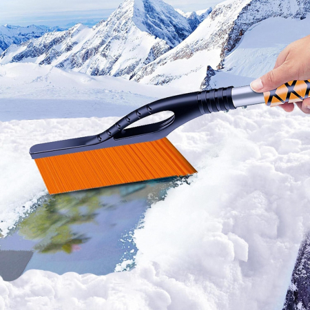 Perie de Zapada cu Racleta pentru Masina, , Multifunctionala, Demontabila, cu Maner Antiderapant, Aluminiu, Plastic, Fragmentarea Ghetii de pe Parbriz, Solutia pentru Iarna, pentru Dezghetare, 68x24x1 [5]