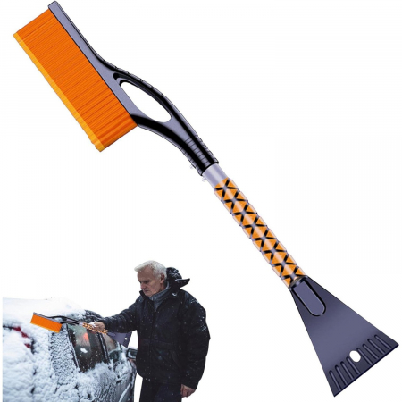 Perie de Zapada cu Racleta pentru Masina, , Multifunctionala, Demontabila, cu Maner Antiderapant, Aluminiu, Plastic, Fragmentarea Ghetii de pe Parbriz, Solutia pentru Iarna, pentru Dezghetare, 68x24x1 [2]