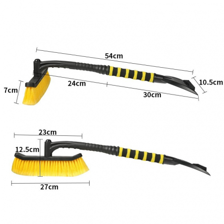 Perie de Zapada cu Racleta pentru Masina, , Multifunctionala, Rotativa, Demontabila, cu Maner Antiderapant, Aluminiu, Plastic, Fragmentarea Ghetii de pe Parbriz, Solutia pentru Iarna, pentru Dezghetar [1]