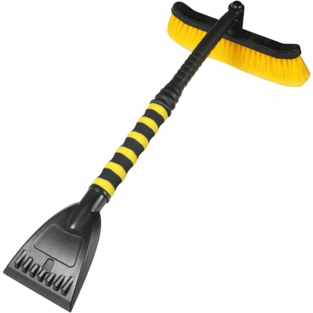 Perie de Zapada cu Racleta pentru Masina, , Multifunctionala, Rotativa, Demontabila, cu Maner Antiderapant, Aluminiu, Plastic, Fragmentarea Ghetii de pe Parbriz, Solutia pentru Iarna, pentru Dezghetar [8]