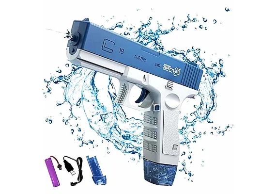 Articole pentru copii Engros - Pistol Cu Apa Electric GLOCK 18 Cu Jet – Tragere Pana La 10M, Acumulator 3.7V, Incarcare USB, 