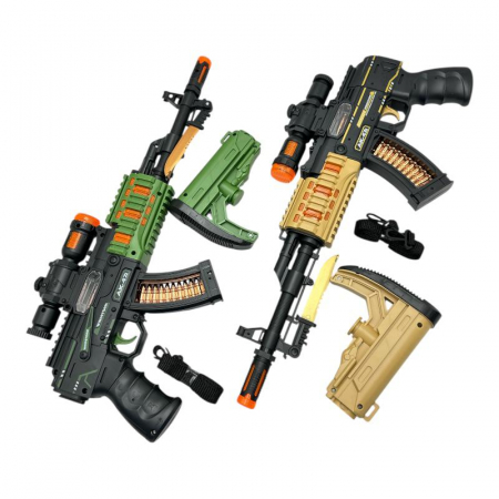 Pistol mitraliera de jucarie pentru copii – pe baterii, multicolora, 41x6.5cm, jucarie interactiva cu efecte luminoase si sonore,  [1]