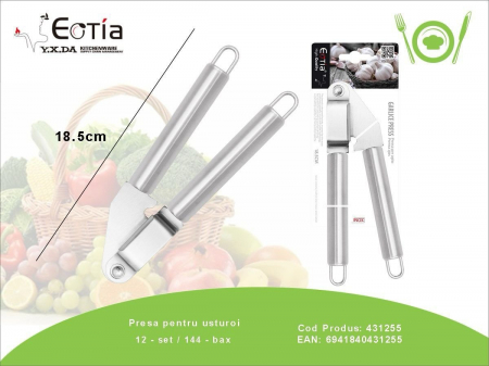 Presa pentru usturoi din inox 18.5 cm – Instrument rezistent pentru zdrobirea rapida a usturoiului, usor de curatat,  [1]