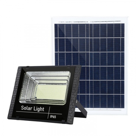 Bricolaj Engros - Proiector LED SMD 300W cu incarcare solara , panou solar, cu telecomanda, suport prindere, material ABS, 14AH, 1032 LED-uri, 5 m cablu inclus, 1019Lm, 36x32 cm, negru