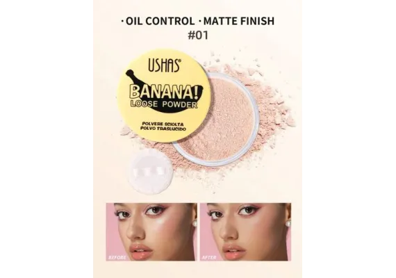Produse pentru Fata Engros - Pudră Compactă USHAS Banana Loose Powder – Fixare perfectă și finisaj mat 