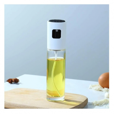 Pulverizator Ulei, Otet, , din Sticla, 100 ml, Reincarcabil, 18.3 x 4.3 cm, Masura 90 ml, Capac Mat, Alb [3]