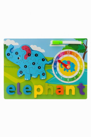 Puzzle din Lemn Educativ cu Animalut si Ceas – Modele Diferite, 30x22cm [5]