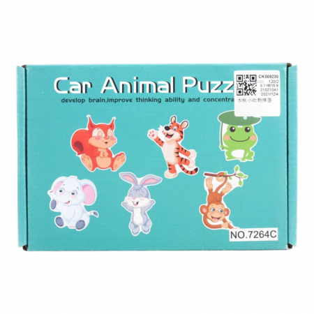 Puzzle educativ pentru copii, 36 piese, model Car Animal cu ilustratii animale si vehicule,  [1]