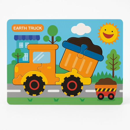 Puzzle din Lemn Educativ pentru Copii – Modele Diverse Dinozauri si Vehicule, 22x17.5cm [9]