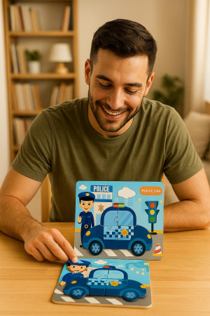 Puzzle din Lemn Educativ pentru Copii – Modele Diverse Dinozauri si Vehicule, 22x17.5cm [7]