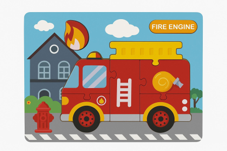 Puzzle din Lemn Educativ pentru Copii – Modele Diverse Dinozauri si Vehicule, 22x17.5cm [4]