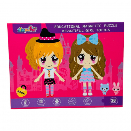 Puzzle magnetic interactiv pentru copii +3 ani, cu tablita si activitati educative, 22×16.5×3 cm,  [1]