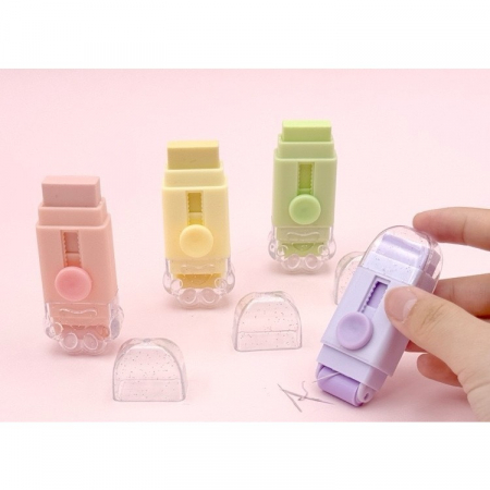 Radiera, , Model Labuta de Pisica, cu 2 Rezerve, Reglare Pull-Push, din Cauciuc, Mov [2]