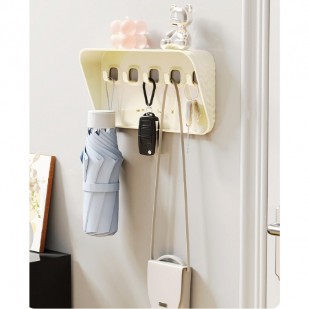 Raft de Depozitare cu Carlig, , Pentru Chei, Bijuterii, 20.3 x 4.6 x 10.3 cm, Alb [2]