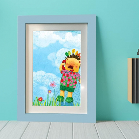 Rama Foto , cu Magnet, din Lemn, cu Spatiu Pentru Depozitare, Pentru Desene si Picturi A4, Sticla Securizata, Rama MDF, 21x30 cm, Albastru [7]