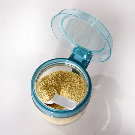 Recipient Condimente, , din Stilca, 180 ml, cu Maner si Lingurita, 8 x 9 cm, Capac Transparent, Albastru [2]