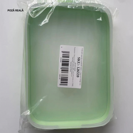 Recipient de Depozitare Alimente, , Etans, pentru Frigider, din Plastic, Mentinere Proaspata, Reutilizabil, Rezistent la Temperaturi Extreme, 22x14.7x5 cm, Verde [4]
